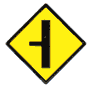 advance warning of Minor road Junction to the left road sign
