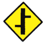 advance warning of Staggered Junction, Minor Roads to the left then right road sign