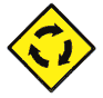 advance warning of Roundabout Ahead road sign